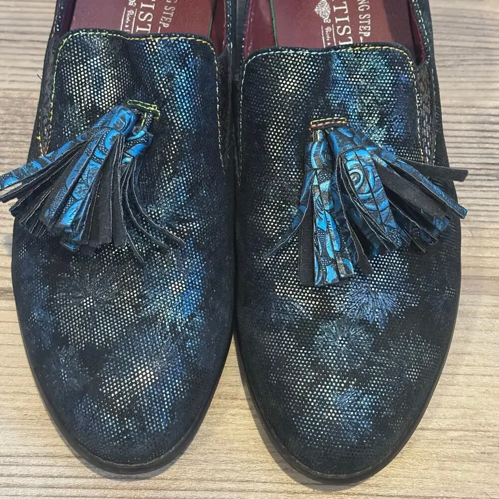 L'Artiste Klasik Multi-Color Metallic Shimmer Tassel Loafer - size 41